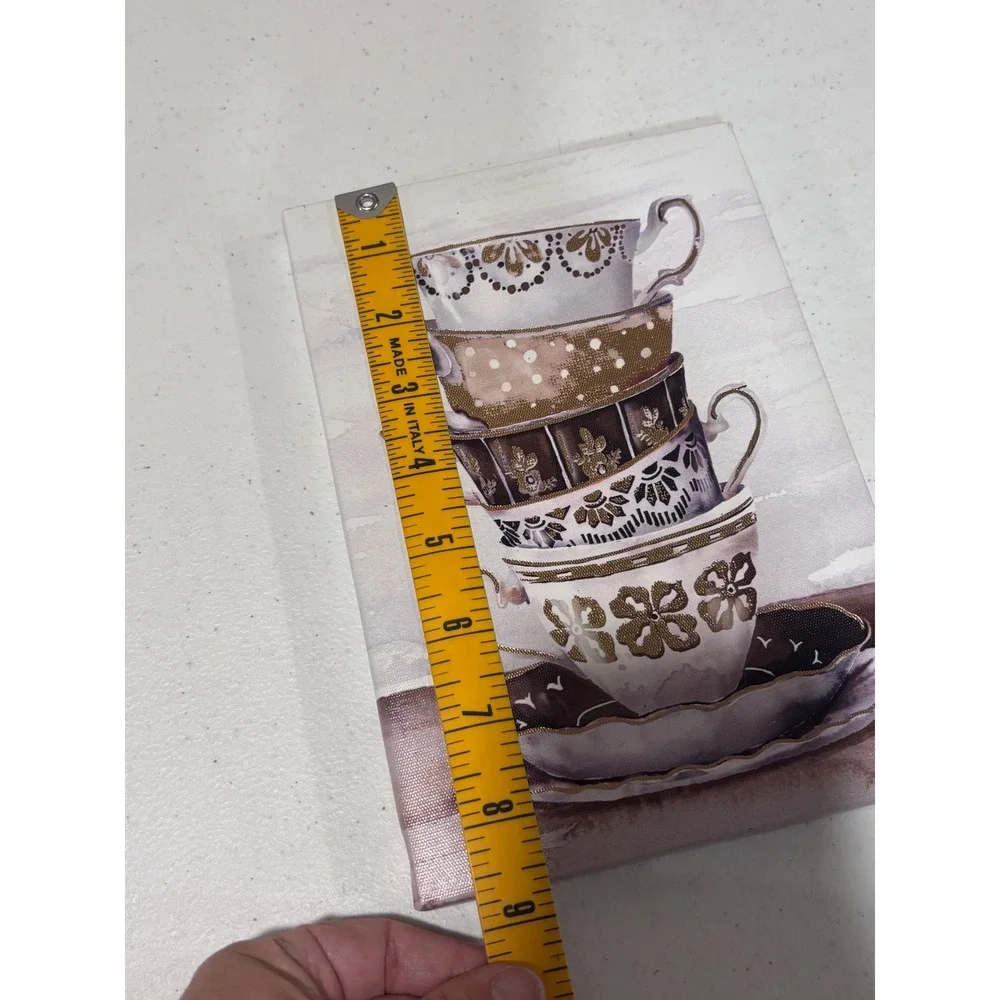 Vintage Style Teacup and Book Canvas Wall Art Set of 2 Kitchen Decor